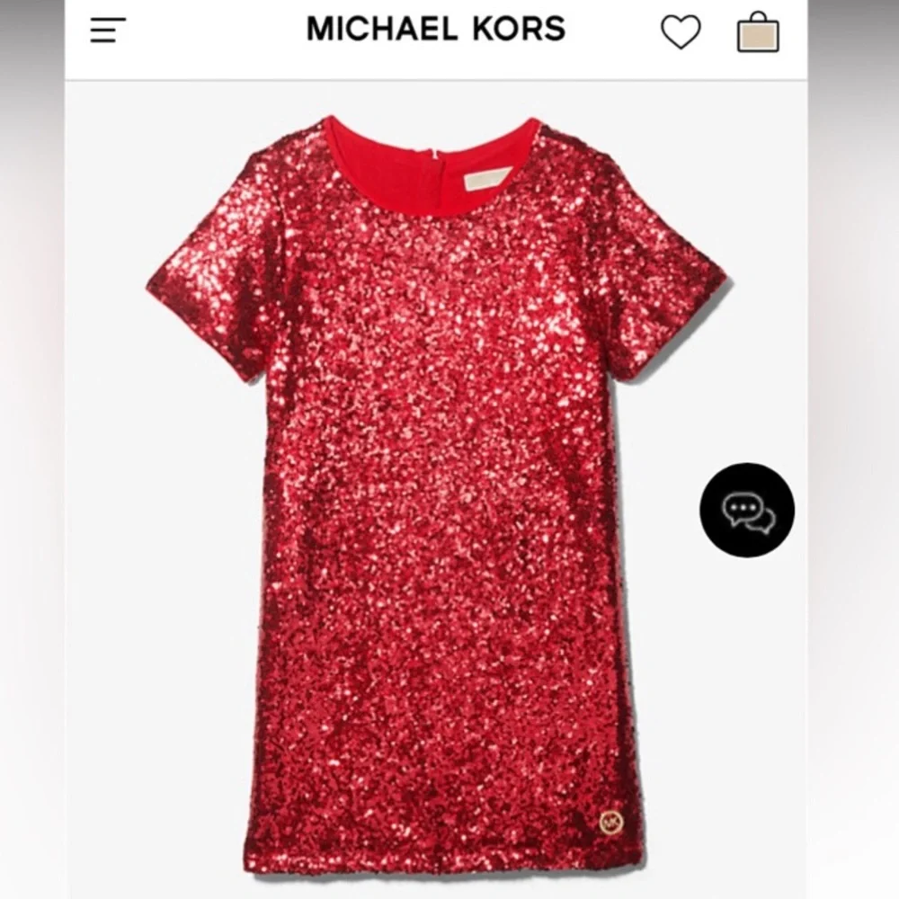 NWT Michael Kors Red Sequin Party Dress Girls size 8 NEW luxury designer - Picture 8 of 8